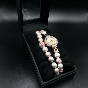 Sekonda Rose Gold Tone Watch & Pearl Bracelet Set New